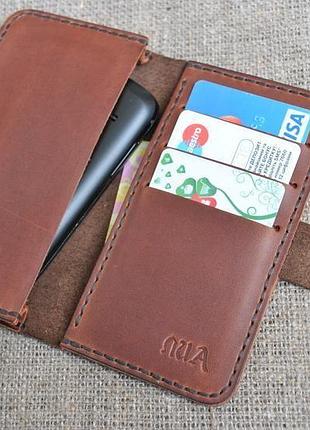 Универсальный чехол-кошелек из натуральной кожи h01-450+210