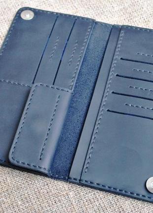 Темно-синий кошелек из винтажной кожи k39-6002 фото