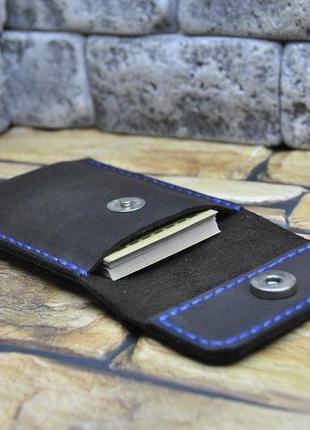 Чохол-кишеня для карток і візиток з натуральної шкіри kar01-600+blue