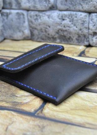 Чохол-кишеня для карток і візиток з натуральної шкіри kar01-600+blue2 фото