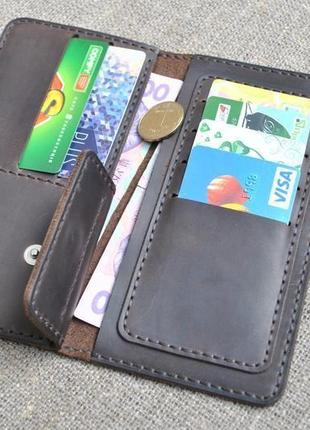 Темно-коричневий гаманець з натуральної шкіри k67-4501 фото