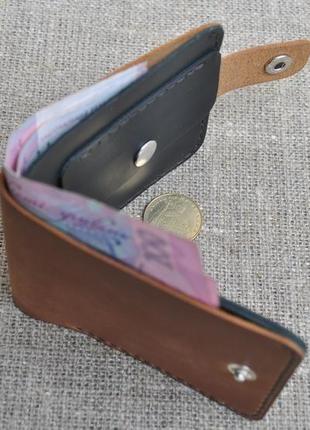 Невеликий двоколірний гаманець з натуральної шкіри k59-210+01 фото