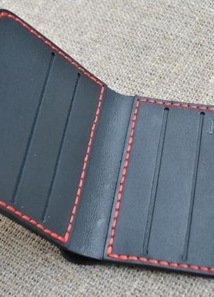 Кошелек тонкий из натуральной кожи k61-0+red