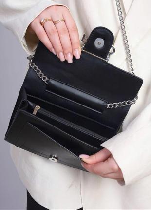 Актуальная черная женская сумка с цепочкой кожаная сумка кросс-боди сумка pinko черный клатч pinko сумка на плечо3 фото