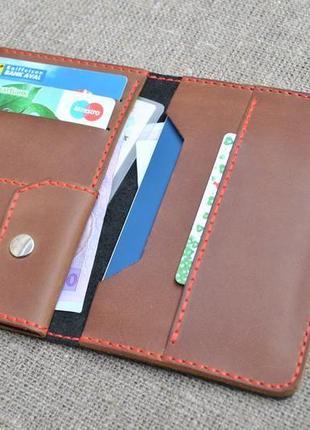 Гаманець-документница з натуральної шкіри k73-0+210+red