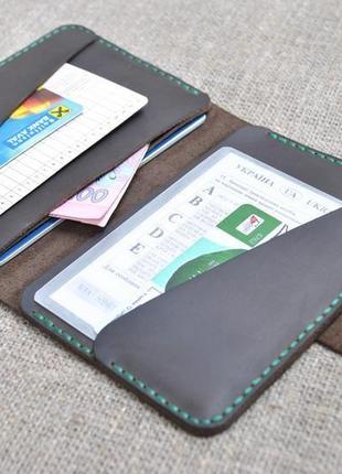 Кожаный чехол для документов d02-450+green