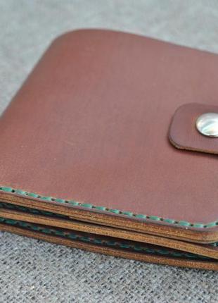 Компактный, но вместительный кожаный кошелек k02-210+green3 фото