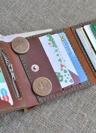 Компактний, але місткий шкіряний гаманець k02-210+green2 фото