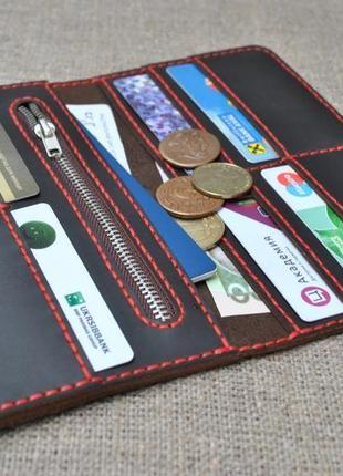 Місткий гаманець з натуральної шкіри k27h-450+red1 фото