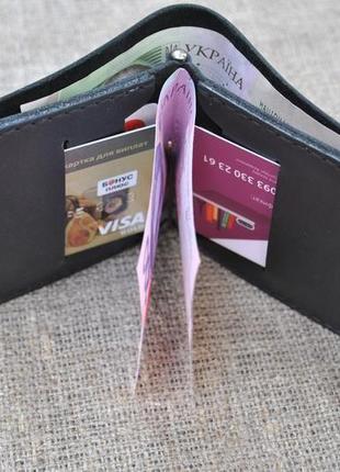 Невеликий шкіряний гаманець з притискним механізмом k96-01 фото