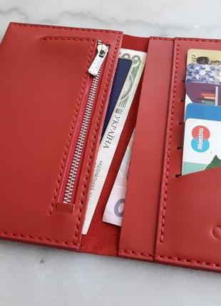 Красный кошелек для паспорта и денег k99-580