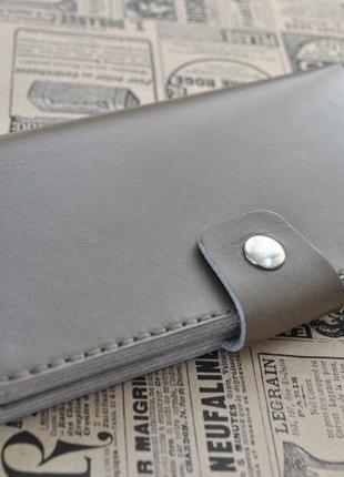 Кожаный вместительный кошелек k97-серый2 фото