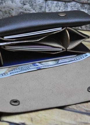 Дуже місткий шкіряний гаманець k100-коричневий