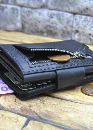 Компактний чорний гаманець зі шкіри k101-0