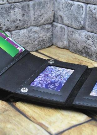 Компактний чорний гаманець зі шкіри k101-03 фото