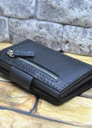 Компактний чорний гаманець зі шкіри k101-06 фото