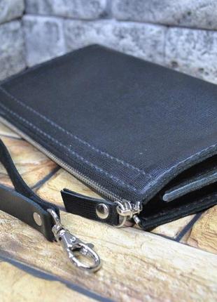 Большой кожаный кошелек на молнии klh02-black1 фото