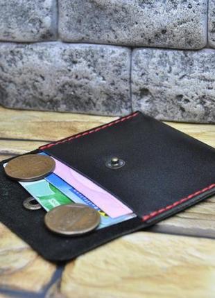 Міні гаманець зі шкіри k98-black+red1 фото