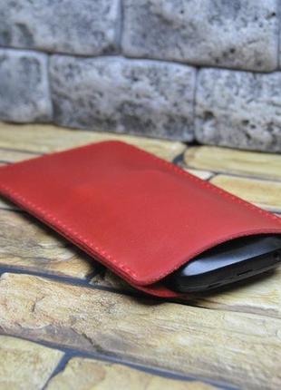 Красный кожаный чехол-карман для телефона h08-580
