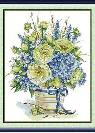 Набор для вышивания по нанесённой на канву схеме "flower perfume bottle".aida 14ct printed , 26*35 см