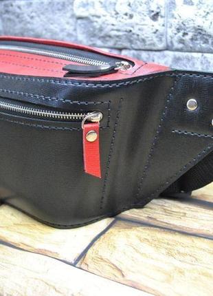 Чорно-червона стильна сумка на пояс ps01-black+red
