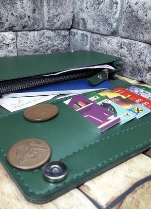 Шкіряний гаманець зеленого кольору k41-green capri