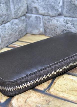 Темно-коричневый кожаный кошелек k104-brown авалон1 фото