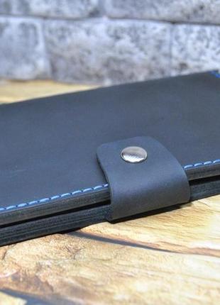 Великий шкіряний гаманець k94-0+blue3 фото