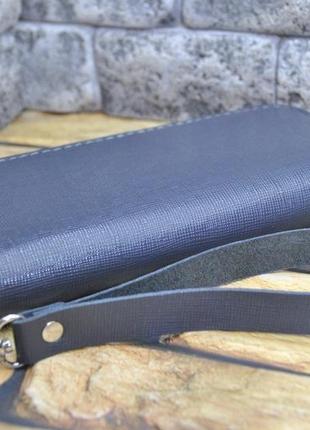 Стильный и удобный кожаный кошелек на молнии k104-grey сафьяно2 фото