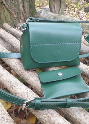 Зелена жіноча сумка з натуральної шкіри s11-green1 фото
