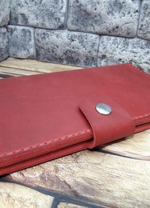 Червоний гаманець з натуральної шкіри k91-5803 фото