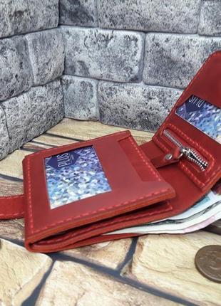 Червоний гаманець з натуральної шкіри k02h-5802 фото