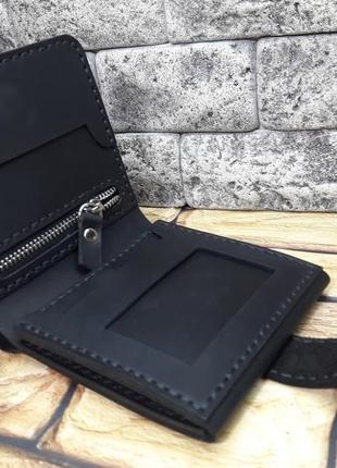 Шкіряний гаманець чорного кольору k02h-02 фото