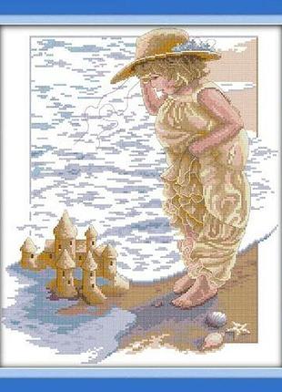 Набор для вышивания по нанесённой на канву схеме "dream sand-towers".aida 14ct printed , 35*42 см