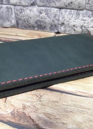 Кожаный кошелек зеленого цвета k39-350+red3 фото