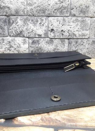 Чорний гаманець з натуральної шкіри ручної роботи k75-black2 фото