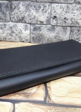 Чорний гаманець з натуральної шкіри ручної роботи k75-black3 фото