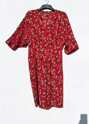 Стильное красное цветочное миди платье ichi
