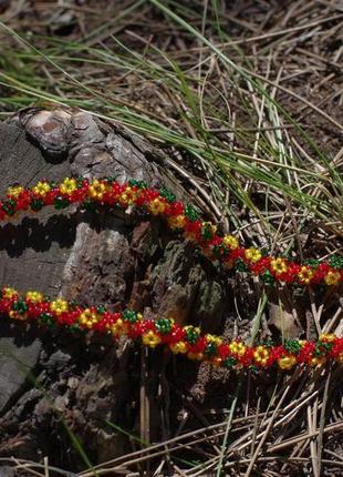 Ожерелье-жгут цветочки ягодки бисер3 фото