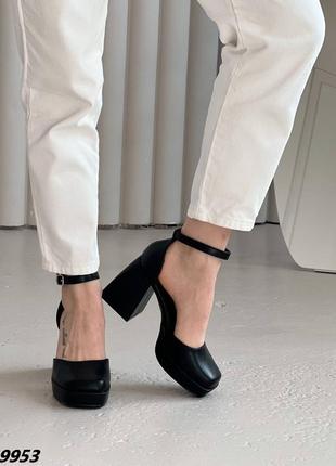 Элегантные женские открытые туфли на каблуке черные с ремешком квадратный блочный каблук туфельки с квадратным носком с ремешком туфлы bratz5 фото