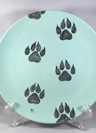 Тарелка кошачьи лапки керамика1 фото