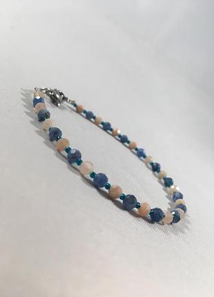 Браслет ніжний доторк натуральний рожевий кварц та апатіт