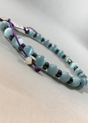 Браслет котани бусини кошаче око та натуральний гематит