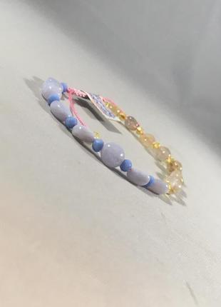 Браслет «морські камінці» сапфірін та кварц