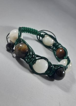 Браслет "кольори світу" натуральний онікс, соколине око, тигрове око