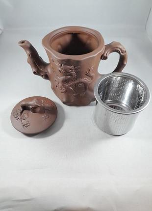 Чайник керамічний "дракон" ісінська глина 400мл4 фото