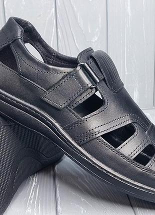 40-48рр!!! кожаные мужские черные сандалии tm traffic !!!1 фото