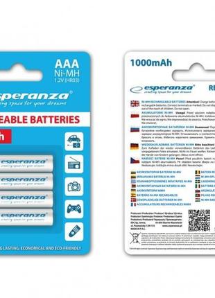 Акумулятори esperanza eza102w ni-mh aaa 1000mah 4 шт.