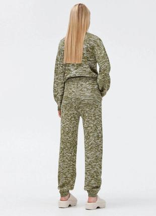 Меланжевые вязаные милитари штаны джоггеры cropp.