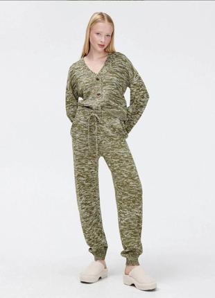 Меланжевые вязаные милитари штаны джоггеры cropp.